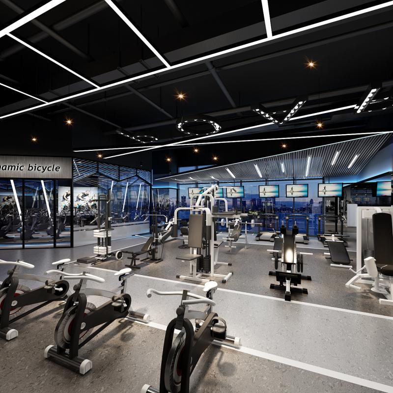 北极熊健身房空间设计，未来科技感十足的健身房