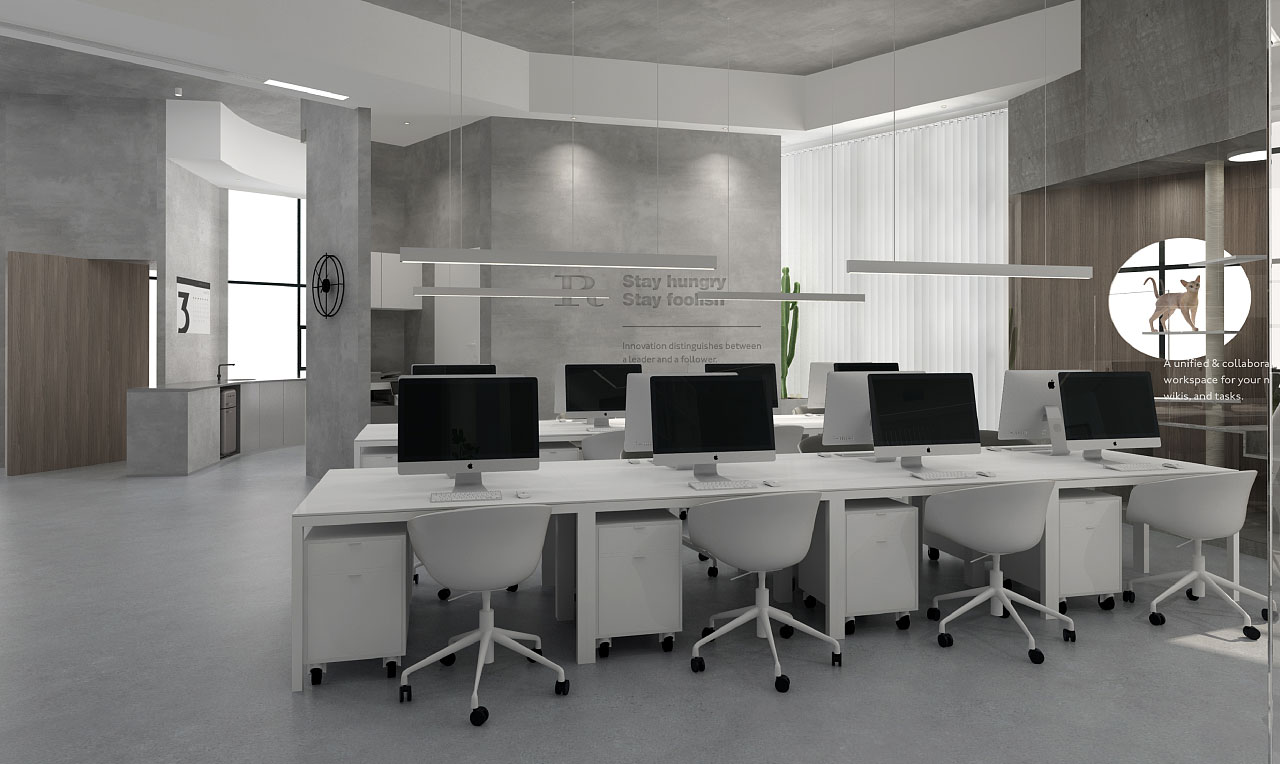 成都现代简约办公室设计，如晗网络科技办公空间